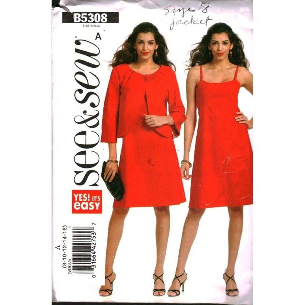 Butterick See & Sew B5308 Misses Jacket and Dress Sewing Pattern Size 8 CUT